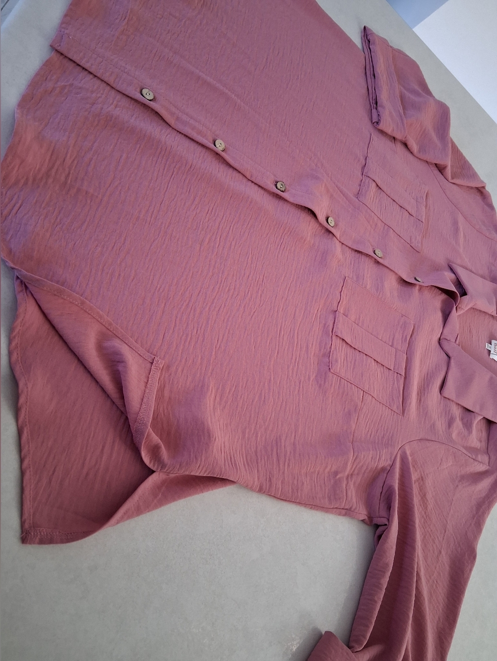 Naïf Montreal/ Mauve Pink Cork Button Up Blouse/ Crepe Material/ Size US 2X - Picture 6 of 13